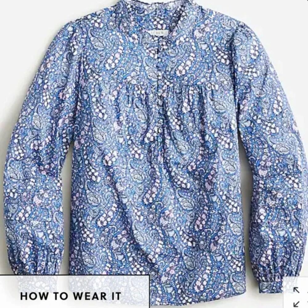 J.Crew Button Front Ruffleneck Popover In Liberty… - image 3